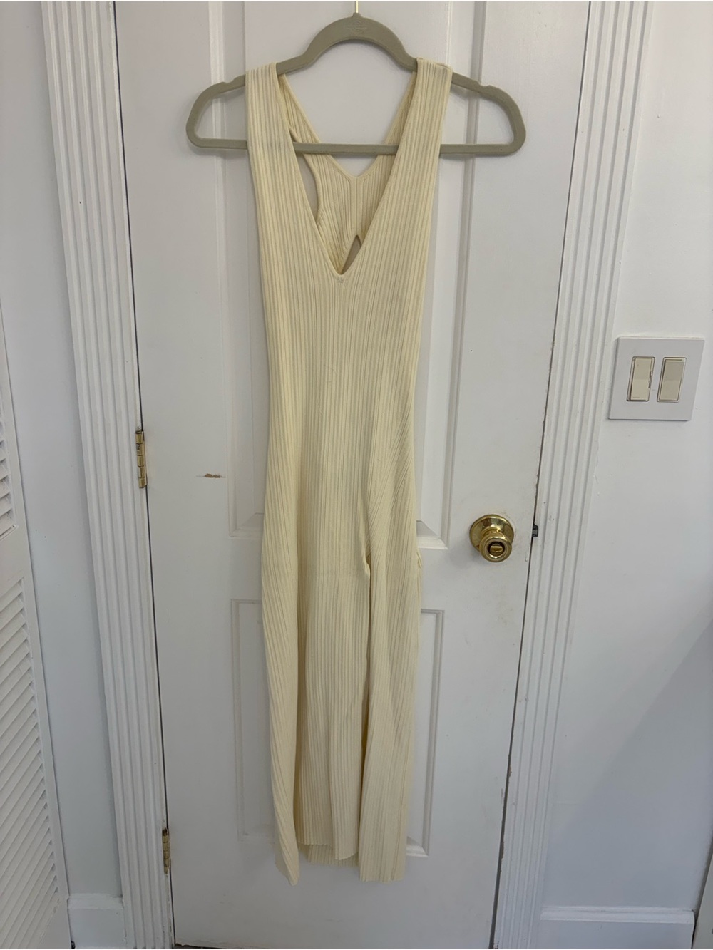 Michael Costello x Revolve Ribbed Knit Dress in Cream